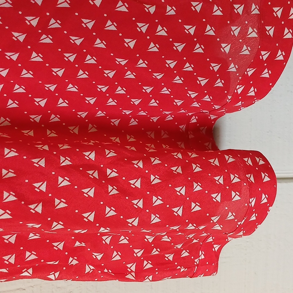 Ann Taylor Silk Red Printed Spaghetti Strap Blouse Cami Size Large - Picture 4 of 10
